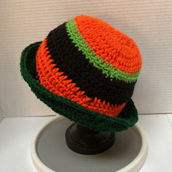 BUCKET HAT Multicolored Rainbow Handmade Crochet UNISEX One Size Fits Most - Picture 8 of 12